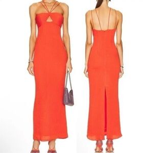 STAUD Orange Gianna Strappy Cutout Maxi Dress